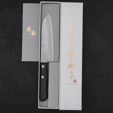 Santoku VG-1 Polished Western Black Handle 140mm (5.5”)-[Musashi]-[Japanese-Kitchen-Knives]