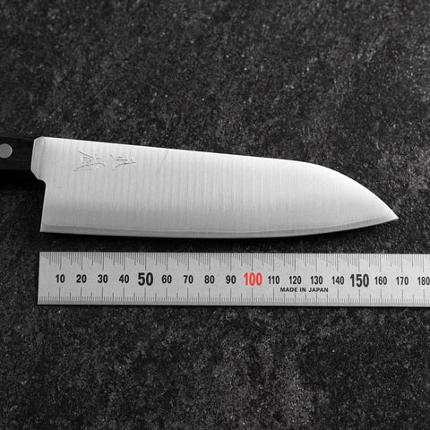 Santoku VG-1 Polished Western Black Handle 165mm（Tsuba-nashi) (6.5”)-[Musashi]-[Japanese-Kitchen-Knives]