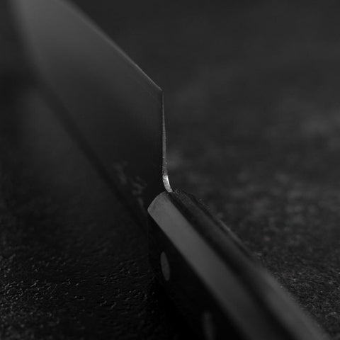 Santoku VG-1 Polished Western Black Handle 165mm（Tsuba-nashi)-[Musashi]-[Japanese-Kitchen-Knives]