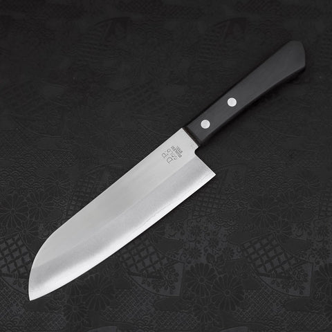 Santoku VG-1 Polished Western Black Handle 170mm (Tsuba Nashi) (6.7”)-[Musashi]-[Japanese-Kitchen-Knives]