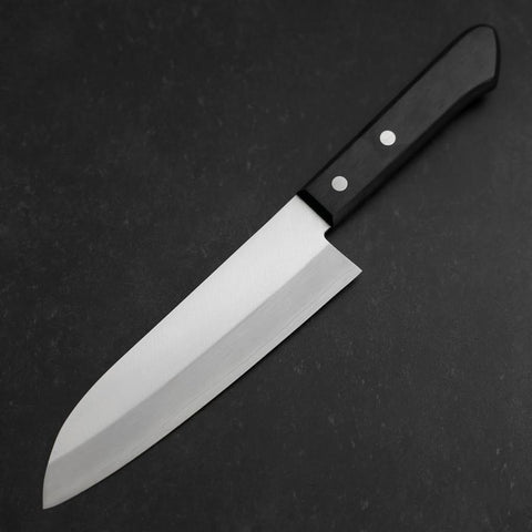 Santoku VG-1 Polished Western Black Handle 170mm (Tsuba-nashi) (6.7”)-[Musashi]-[Japanese-Kitchen-Knives]