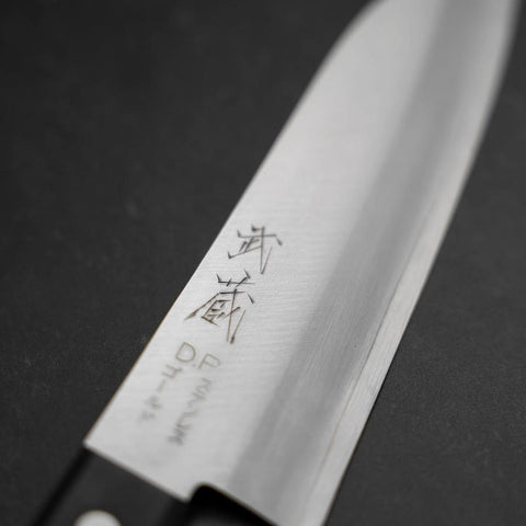 Santoku VG-1 Polished Western Black Handle 170mm (Tsuba-nashi) (6.7”)-[Musashi]-[Japanese-Kitchen-Knives]