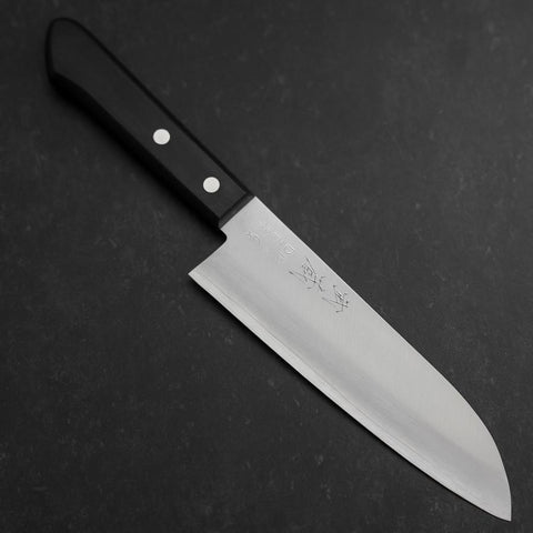 Santoku VG-1 Polished Western Black Handle 170mm (Tsuba-nashi) (6.7”)-[Musashi]-[Japanese-Kitchen-Knives]