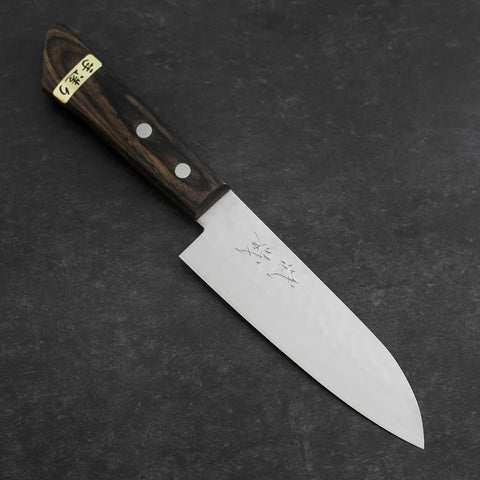 Santoku VG-1 Tsuchime Western Brown Mahogany Handle 130mm (Tsuba Nashi) (5.1”)-[Musashi]-[Japanese-Kitchen-Knives]