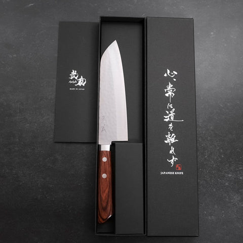 Santoku VG-1 Tsuchime Western Mahogany Handle 165mm (6.5”)-[Musashi]-[Japanese-Kitchen-Knives]