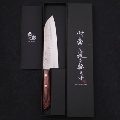 Santoku VG-1 Tsuchime Western Mahogany Handle 165mm-Tsuchime-VG-1-Western Handle-[Musashi]-[Japanese-Kitchen-Knives]