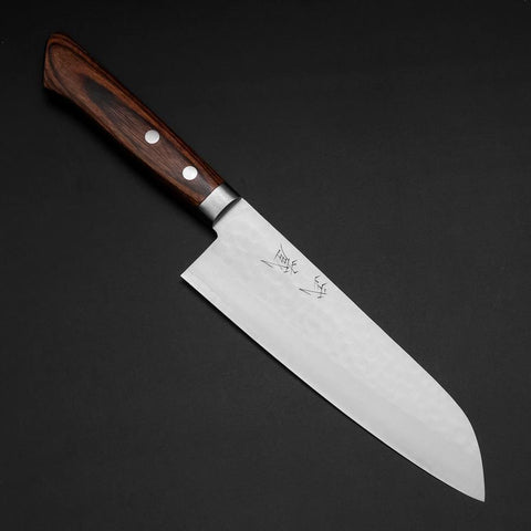 Santoku VG-1 Tsuchime Western Mahogany Handle 170mm (6.7”)-[Musashi]-[Japanese-Kitchen-Knives]