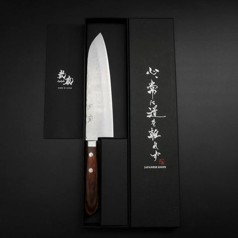 Santoku VG-1 Tsuchime Western Mahogany Handle 180mm (7”)-[Musashi]-[Japanese-Kitchen-Knives]