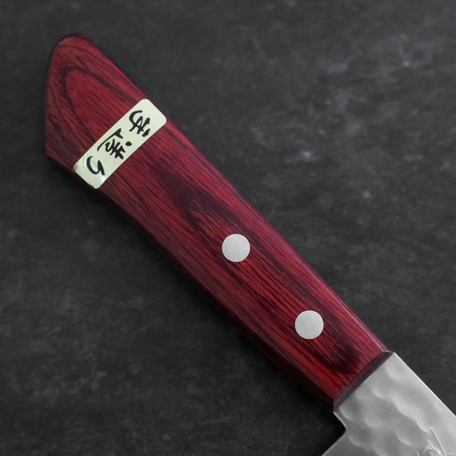 Santoku VG-1 Tsuchime Western Red Mahogany Handle 130mm (Tsuba
