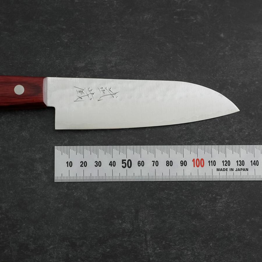 Santoku VG-1 Tsuchime Western Red Mahogany Handle 130mm (Tsuba