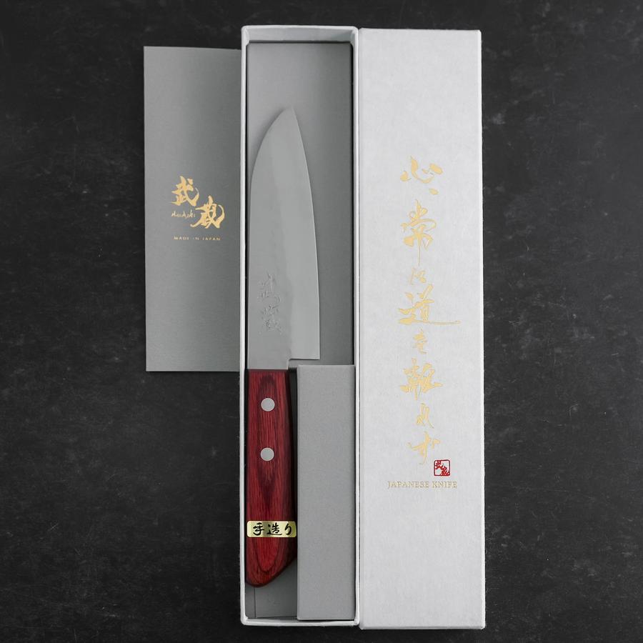 Santoku VG-1 Tsuchime Western Red Mahogany Handle 130mm (Tsuba