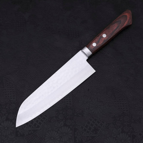 Santoku VG-1 Tsuchime Western Tsuba Mahogany Handle 165mm (6.5”)-[Musashi]-[Japanese-Kitchen-Knives]