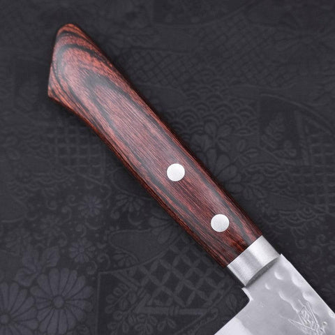 Santoku VG-1 Tsuchime Western Tsuba Mahogany Handle 165mm (6.5”)-[Musashi]-[Japanese-Kitchen-Knives]