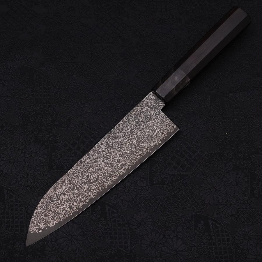 Santoku VG-10 Black Damascus Buffalo Ebony Handle 180mm-Damascus-VG-10-Japanese Handle-[Musashi]-[Japanese-Kitchen-Knives]