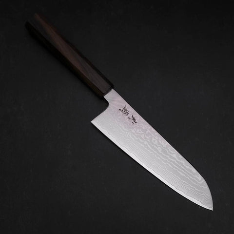 Santoku VG-10 Damascus Ashwood Handle 165mm (6.5”)-[Musashi]-[Japanese-Kitchen-Knives]