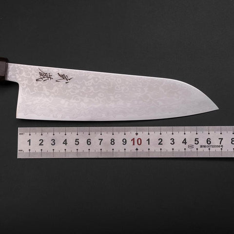 Santoku VG-10 Damascus Ashwood Handle 170mm-[Musashi]-[Japanese-Kitchen-Knives]