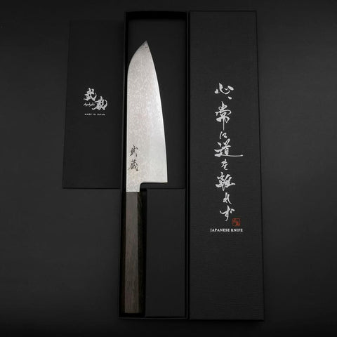 Santoku VG-10 Damascus Ashwood Handle 170mm-[Musashi]-[Japanese-Kitchen-Knives]