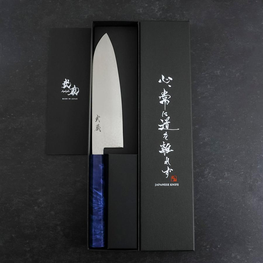 Santoku VG-10 Damascus Blue Birch Handle 180mm – MUSASHI