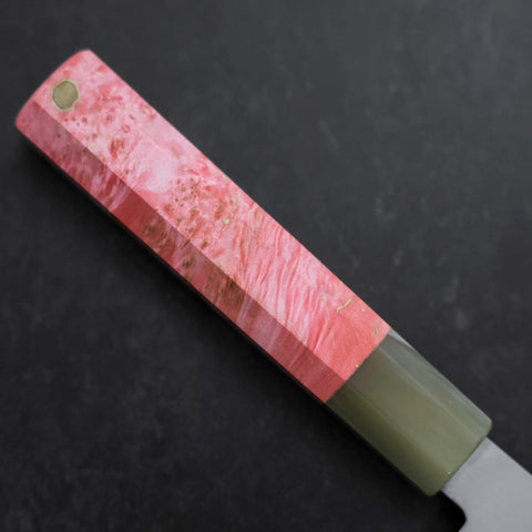 Santoku VG-10 Damascus Buffalo Dark Pink Maple Handle 180mm (7”)-[Musashi]-[Japanese-Kitchen-Knives]