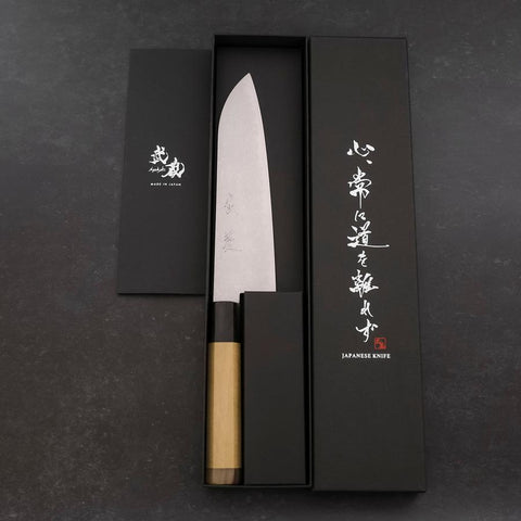 Santoku VG-10 Damascus Double Buffalo Capped Magnolia Handle 180mm (7”)-[Musashi]-[Japanese-Kitchen-Knives]