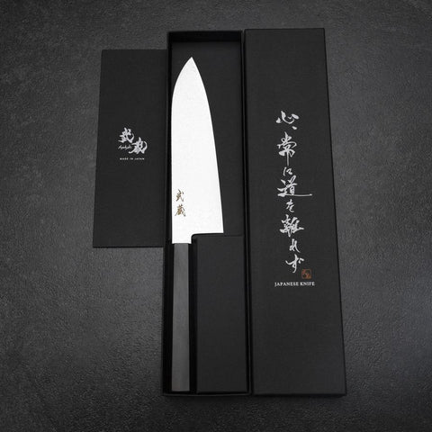 Santoku VG-10 Damascus Ebony Handle 180mm-[Musashi]-[Japanese-Kitchen-Knives]