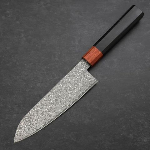 Santoku VG-10 Damascus Shitan Ebony Handle 165mm (6.5”)-[Musashi]-[Japanese-Kitchen-Knives]