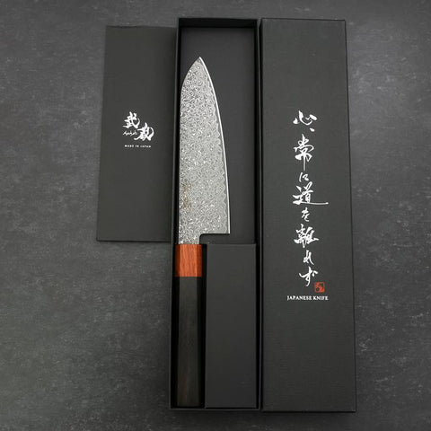 Santoku VG-10 Damascus Shitan Ebony Handle 165mm (6.5”)-[Musashi]-[Japanese-Kitchen-Knives]