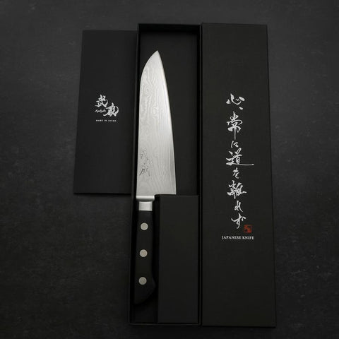 Santoku VG-10 Damascus Western Black Cherry Handle 175mm (6.8”)-[Musashi]-[Japanese-Kitchen-Knives]