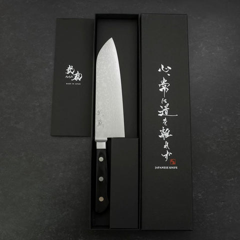 Santoku VG-10 Damascus Western Black Handle 170mm (6.7”)-[Musashi]-[Japanese-Kitchen-Knives]