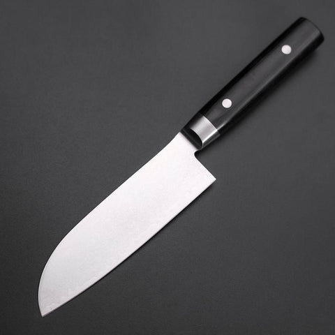 Santoku VG-10 Damascus Western Black Round Handle 135mm-[Musashi]-[Japanese-Kitchen-Knives]