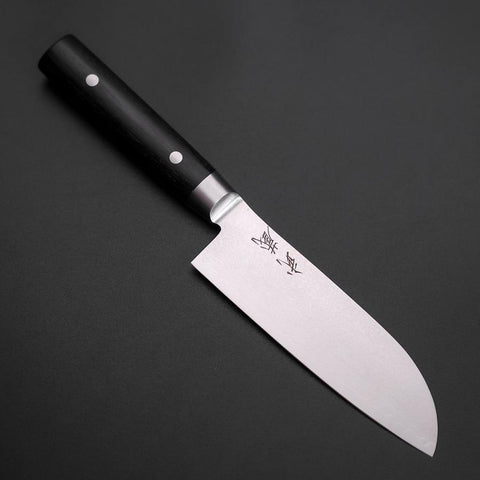 Santoku VG-10 Damascus Western Black Round Handle 135mm-[Musashi]-[Japanese-Kitchen-Knives]