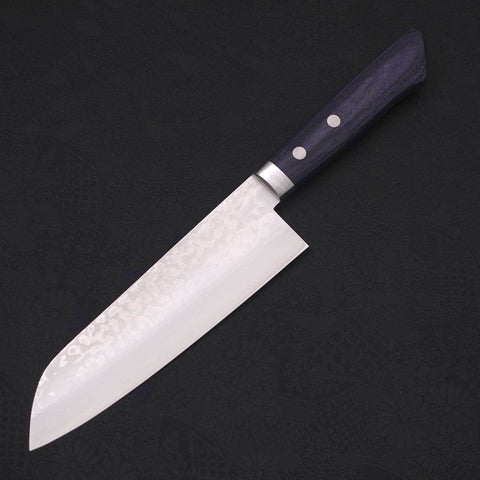 Santoku VG-10 Damascus Western Dark Blue Handle 170mm (6.7”)-[Musashi]-[Japanese-Kitchen-Knives]