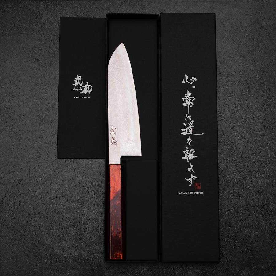 Santoku VG-10 Damascus Yamanaka Black Urushi Handle 165mm (6.5