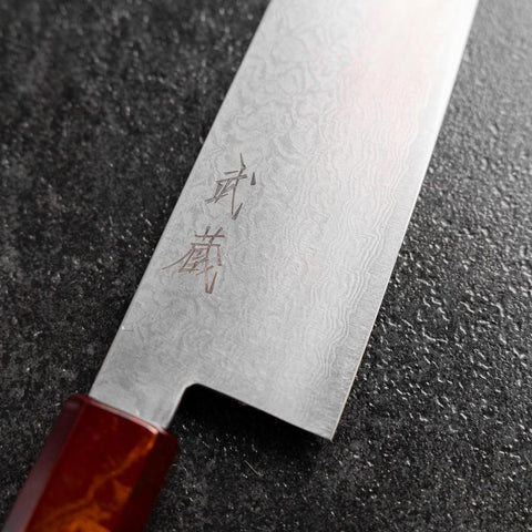 Santoku VG-10 Damascus Yamanaka Black Urushi Handle 165mm-[Musashi]-[Japanese-Kitchen-Knives]