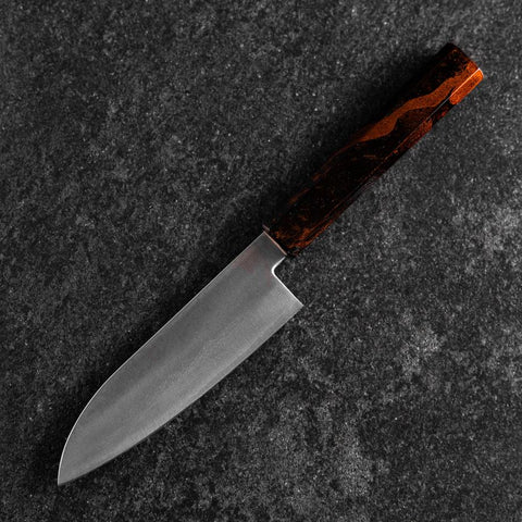 Santoku VG-10 Damascus Yamanaka Red Urushi Handle 130mm-[Musashi]-[Japanese-Kitchen-Knives]