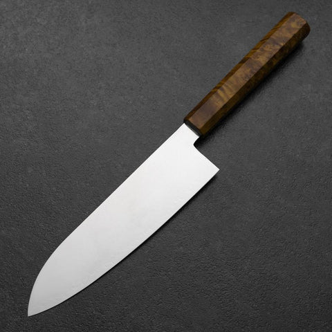 Santoku VG-10 Damascus Yellow-Brown Birch Handle 180mm-[Musashi]-[Japanese-Kitchen-Knives]