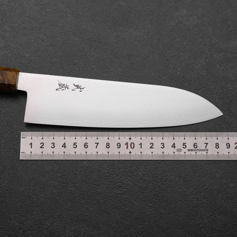Santoku VG-10 Damascus Yellow-Brown Birch Handle 180mm-[Musashi]-[Japanese-Kitchen-Knives]