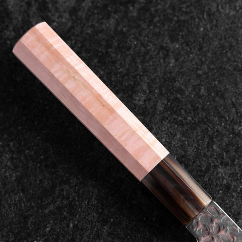 Santoku VG-10 Mirror Tsuchime Damascus Buffalo Light Pink Maple Handle 170mm-[Musashi]-[Japanese-Kitchen-Knives]