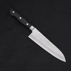 Santoku VG-10 Mirror Tsuchime Damascus Western Black Handle 180mm (7”)-[Musashi]-[Japanese-Kitchen-Knives]