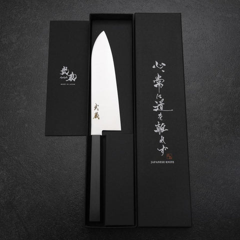 Santoku VG-10 Polished Ebony Handle 170mm-[Musashi]-[Japanese-Kitchen-Knives]