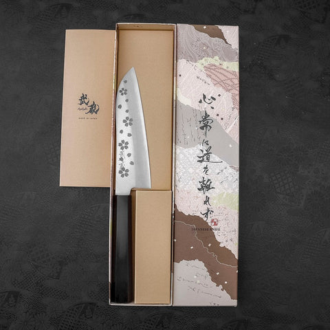 Santoku VG-10 Polished Sakura Ebony Handle 150mm (5.9”)-[Musashi]-[Japanese-Kitchen-Knives]
