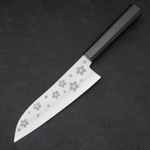 Santoku VG-10 Polished Sakura Ebony Handle 175mm (6.8”)-[Musashi]-[Japanese-Kitchen-Knives]