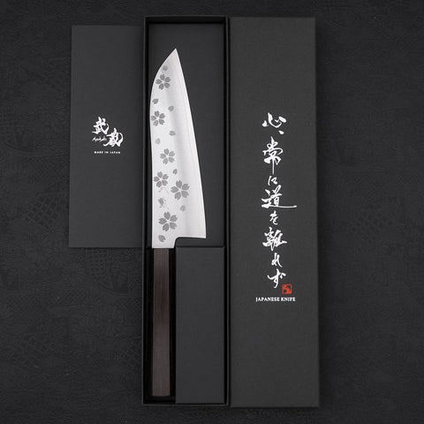 Santoku VG-10 Polished Sakura Ebony Handle 175mm (6.8”)-[Musashi]-[Japanese-Kitchen-Knives]
