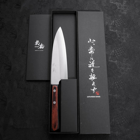 Santoku VG-10 Polished Western Black Brown Handle 170mm (6.7”)-[Musashi]-[Japanese-Kitchen-Knives]