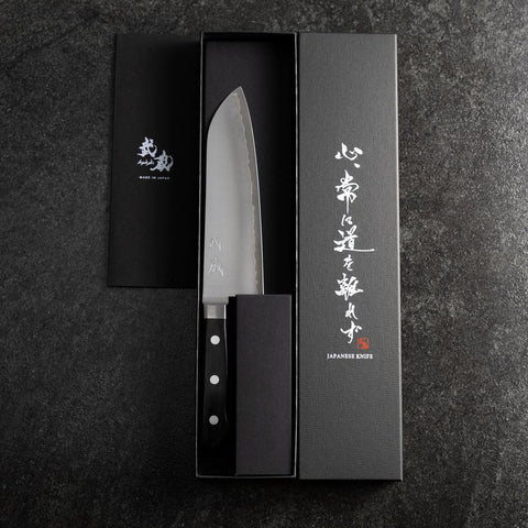 Santoku VG-10 Polished Western Black Handle 170mm-[Musashi]-[Japanese-Kitchen-Knives]