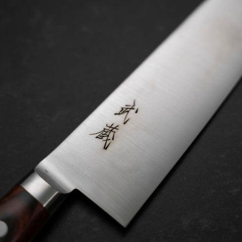 Santoku VG-10 Polished Western Mahogany Handle 180mm (7”)-[Musashi]-[Japanese-Kitchen-Knives]