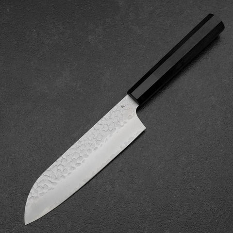 Santoku VG-10 Tsuchime Buffalo Ebony Handle 165mm (6.5”)-[Musashi]-[Japanese-Kitchen-Knives]