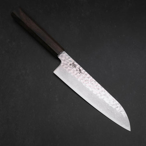 Santoku VG-10 Tsuchime Damascus Ashwood Handle 180mm (7”)-[Musashi]-[Japanese-Kitchen-Knives]