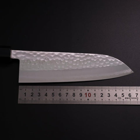 Santoku VG-10 Tsuchime Damascus Buffalo Magnolia Handle 165mm-[Musashi]-[Japanese-Kitchen-Knives]