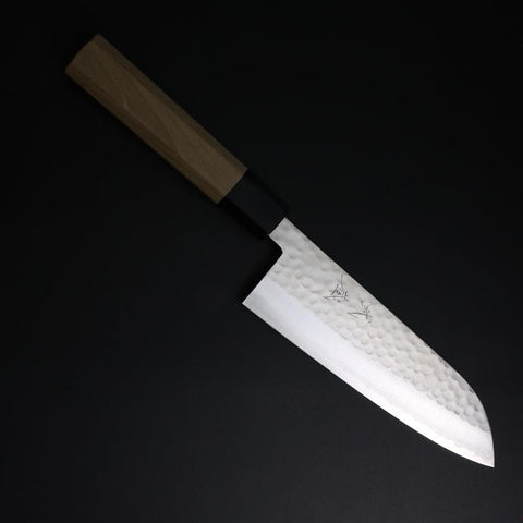 Santoku VG-10 Tsuchime Damascus Buffalo Magnolia Handle 165mm-[Musashi]-[Japanese-Kitchen-Knives]
